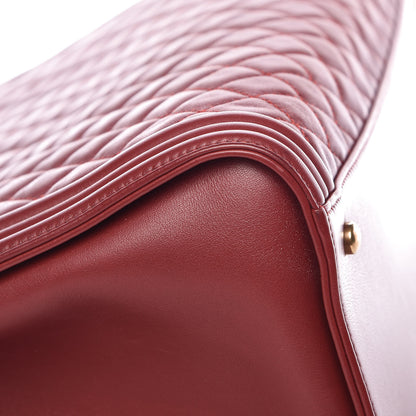 Chanel Lambskin Quilted Boy Shopping Tote Dark Red 10 of 10
