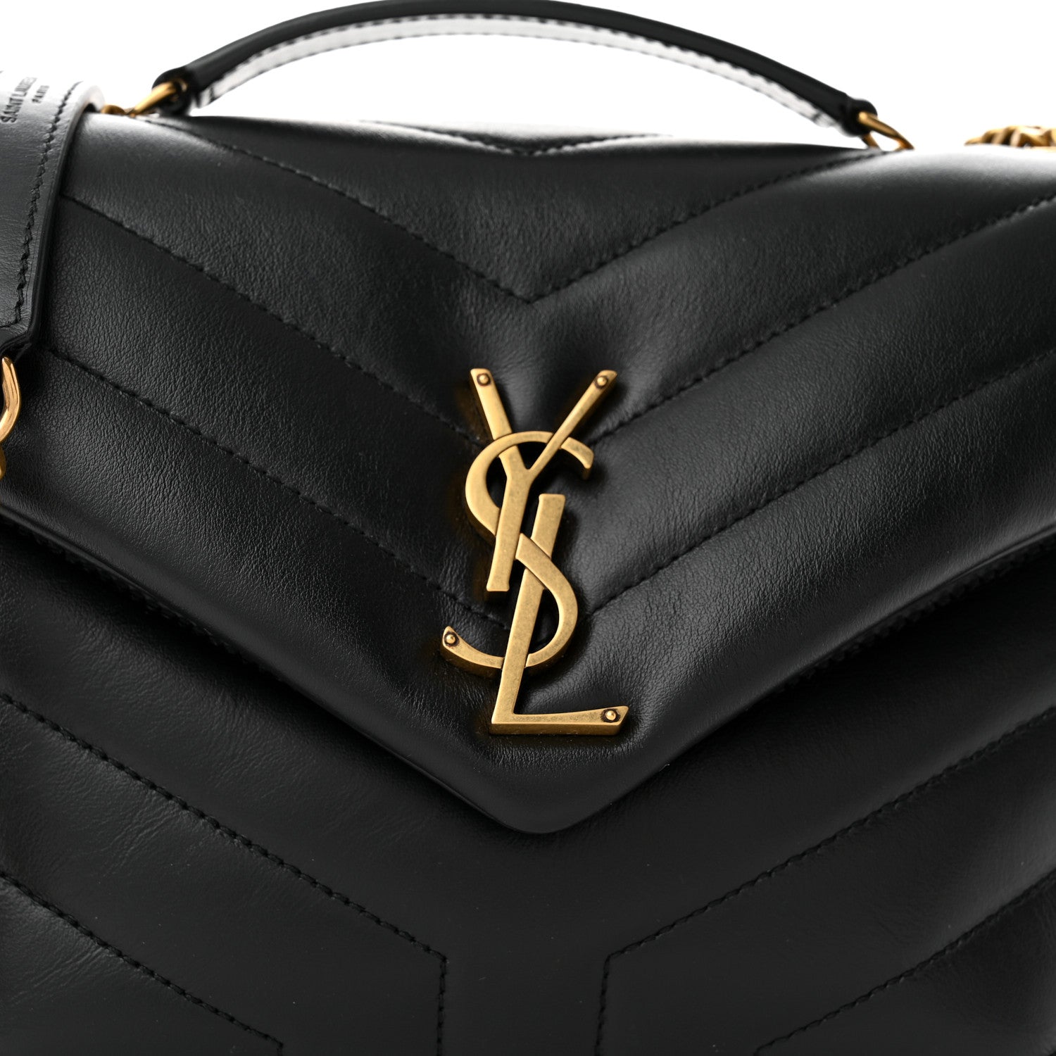 Saint Laurent Calfskin Y Quilted Monogram Small Loulou Chain Satchel Black 8 of 10