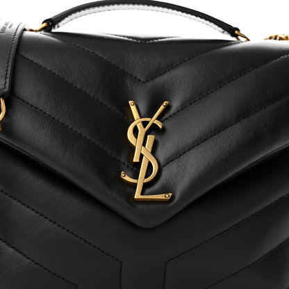 Saint Laurent Calfskin Y Quilted Monogram Small Loulou Chain Satchel Black 8 of 10