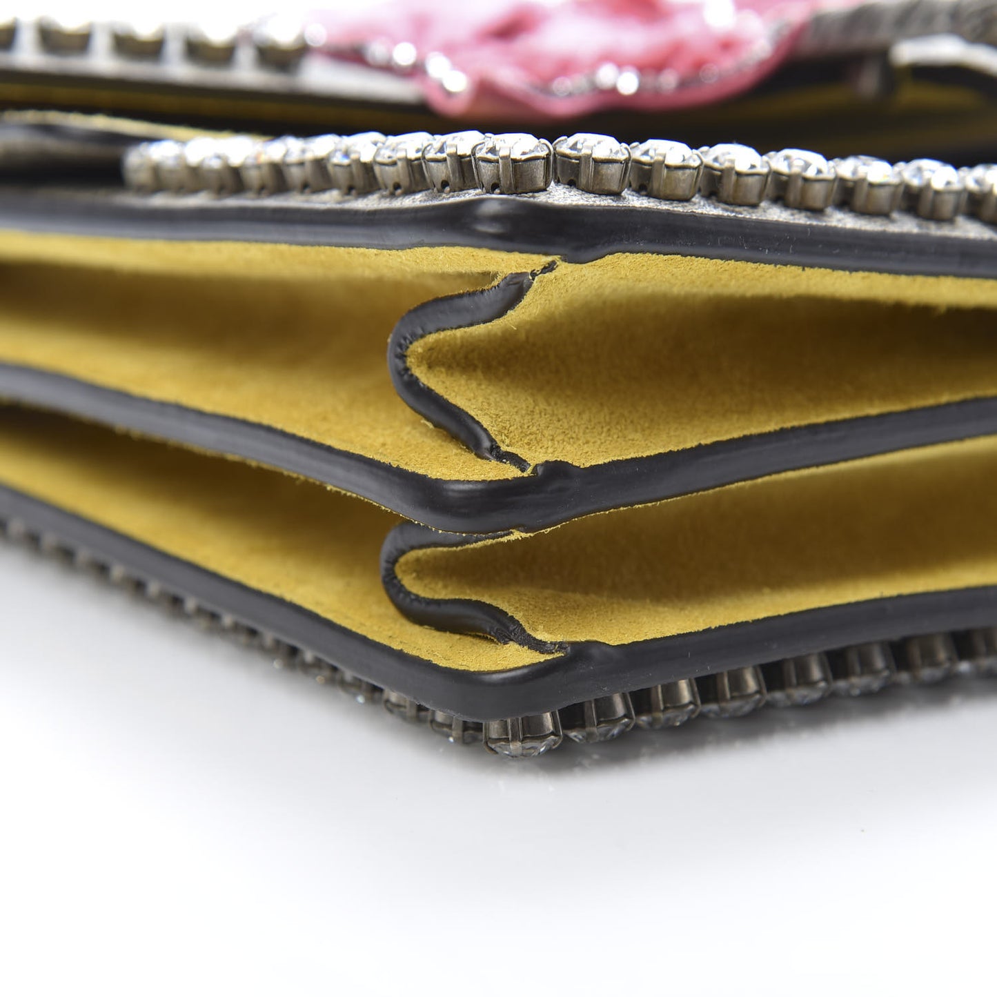 GG Supreme Monogram Crystal Bow Embroidered Medium Dionysus Shoulder Bag Yellow