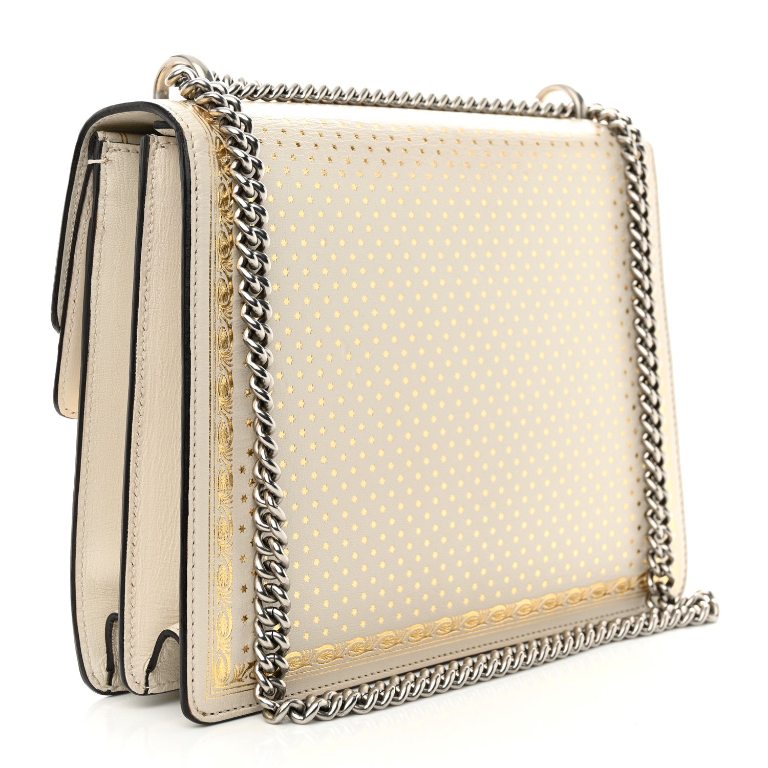 Gucci X SEGA Calfskin GUCCY Stars Medium Dionysus Shoulder Bag Mystic White Gold 3 of 16