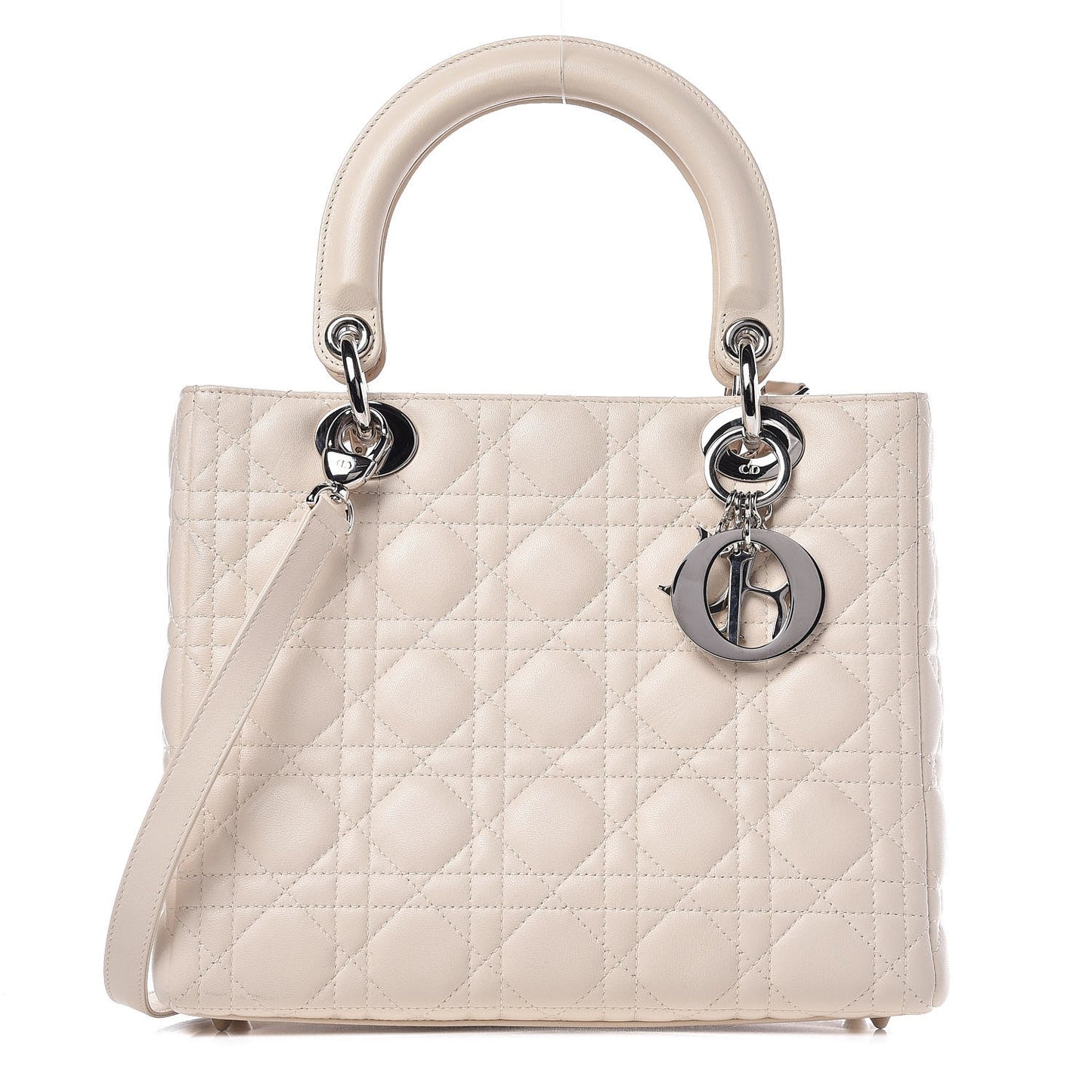 Lambskin Cannage Medium Lady Dior White
