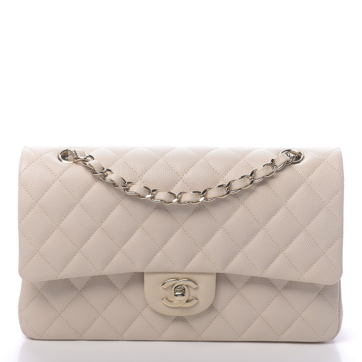 Chanel Caviar Quilted Medium Double Flap Light Beige 1 of 11