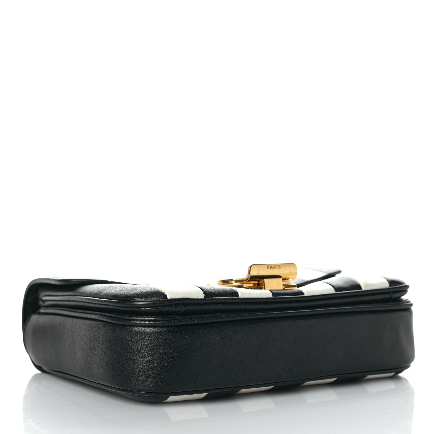 Celine Shiny Calfskin Stripes Small C Bag Black 5 of 12