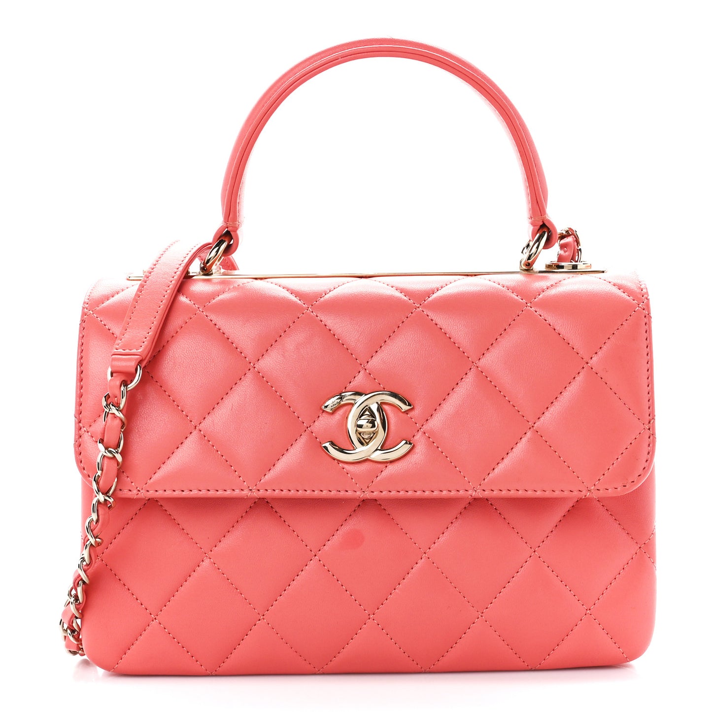 Lambskin Quilted Small Trendy CC Flap Dual Handle Bag Pink