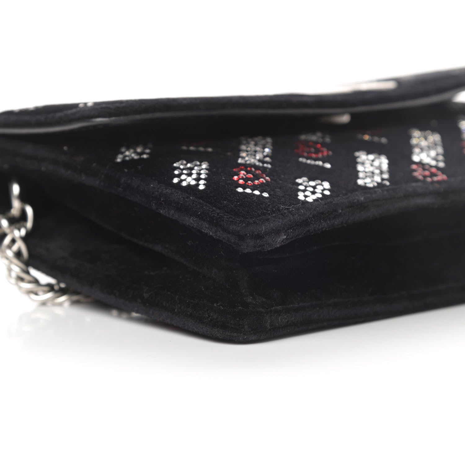 Balenciaga Velvet Crystal I Love Paris BB Wallet On Chain Black 8 of 12