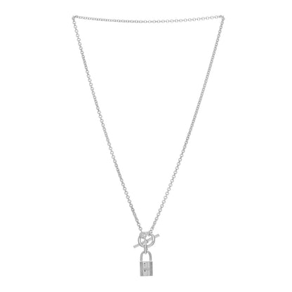 Hermes Sterling Silver Cadenas Kelly Lock Pendant Necklace 3 of 6