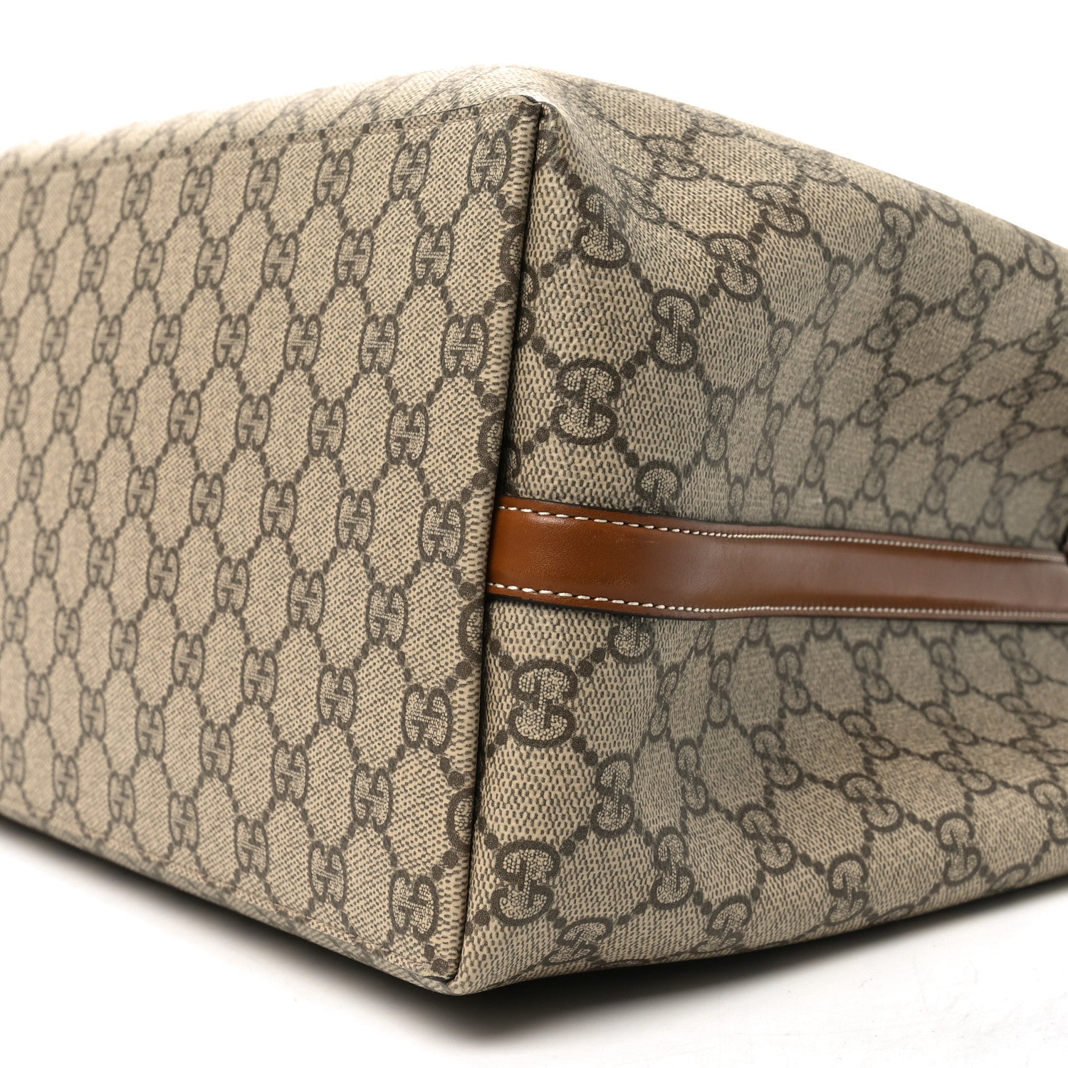 Gucci GG Supreme Monogram Emblem Medium Tote Bag Beige Dark Brown