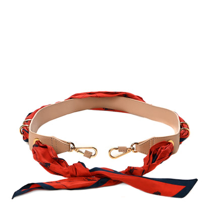 Chloe Calfskin Silk Little Horses Scarf Strap Earthy Red 5 of 10