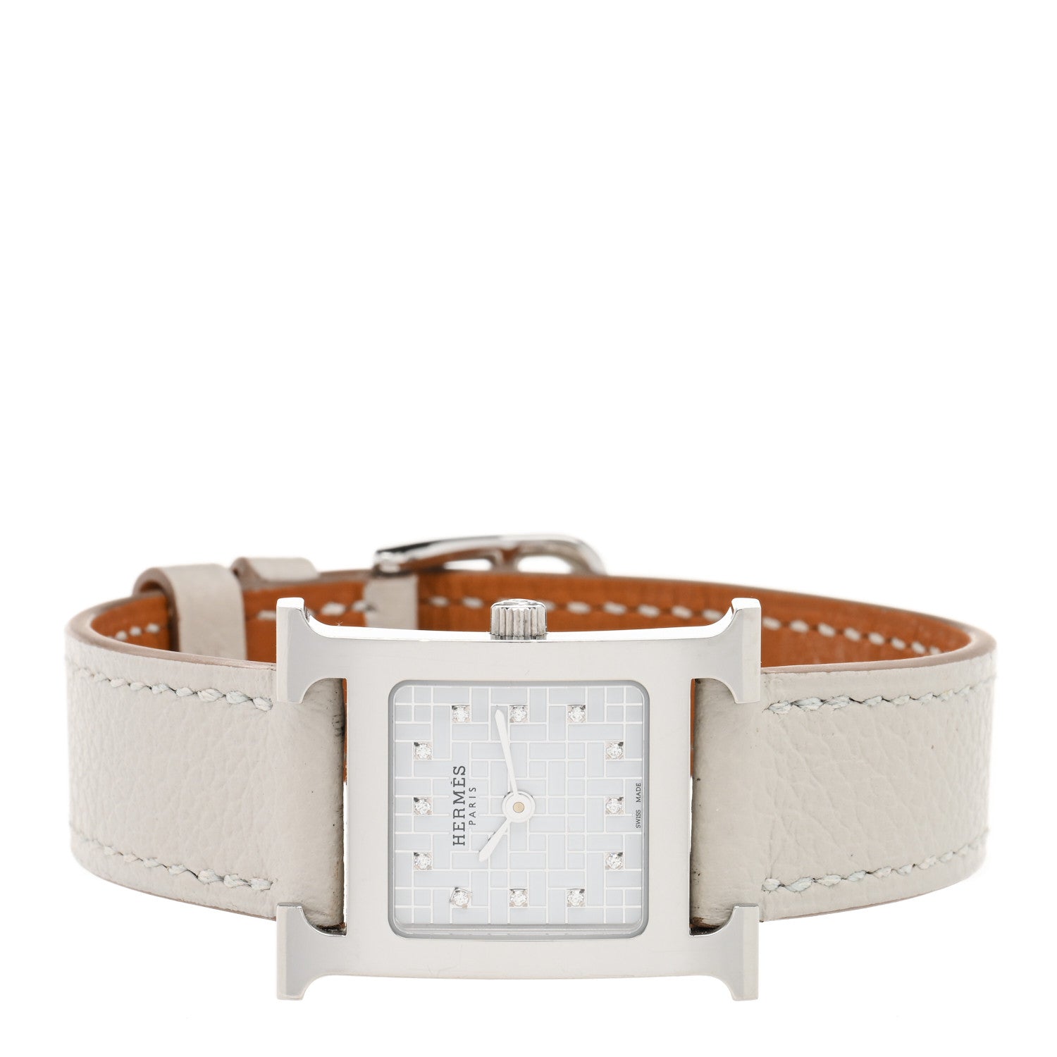 Hermes Stainless Steel Clemence 21mm Heure H Hour Quartz Watch Gris Perle 2 of 5