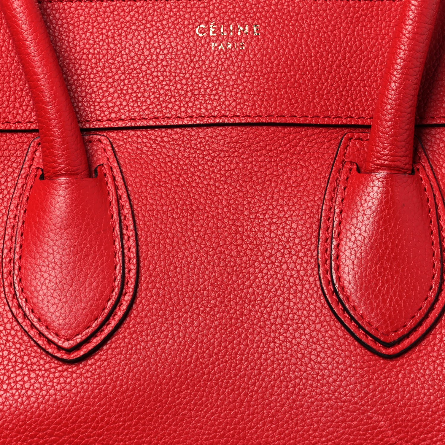 Celine Drummed Calfskin Mini Luggage Coquelicot 12 of 13