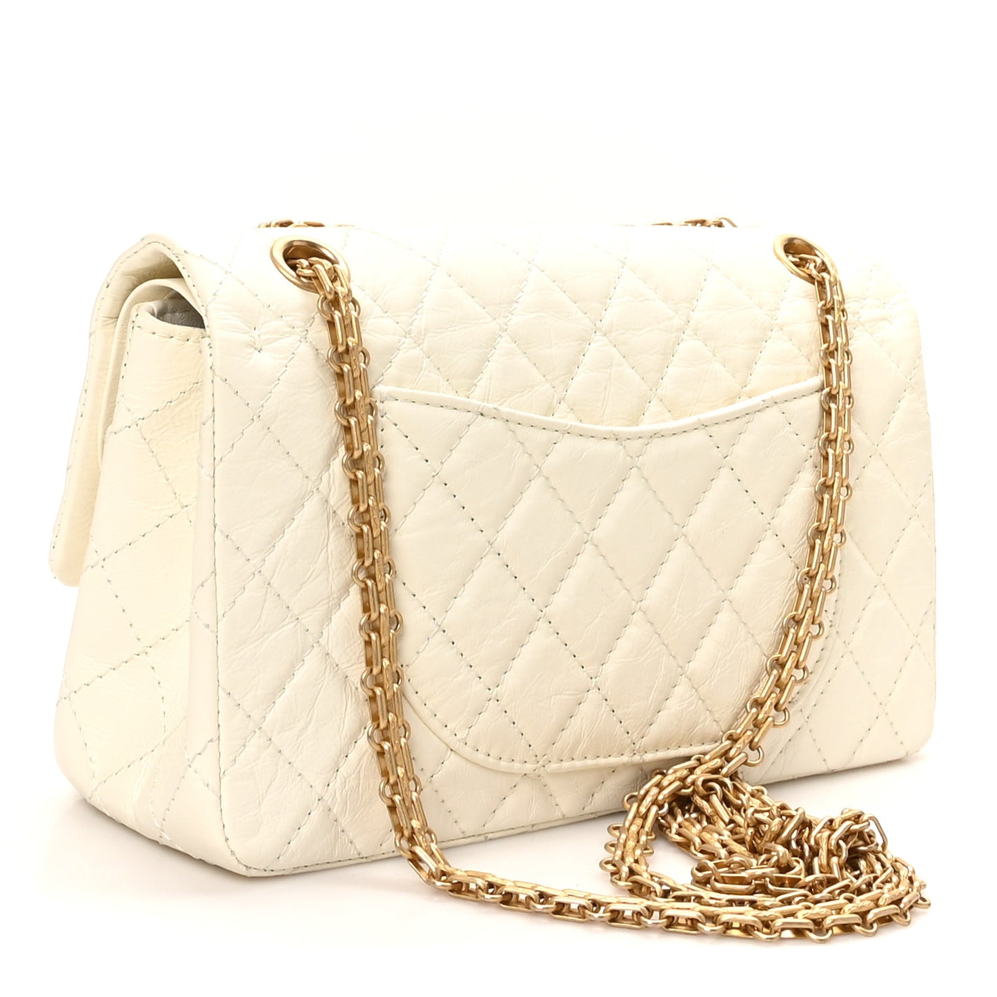 Aged Calfskin Quilted 2.55 Reissue 225 Flap White