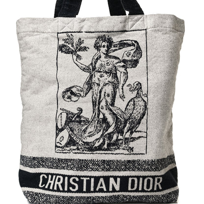 Christian Dior Canvas Print Cruise Tote Ivory Black 11 of 11