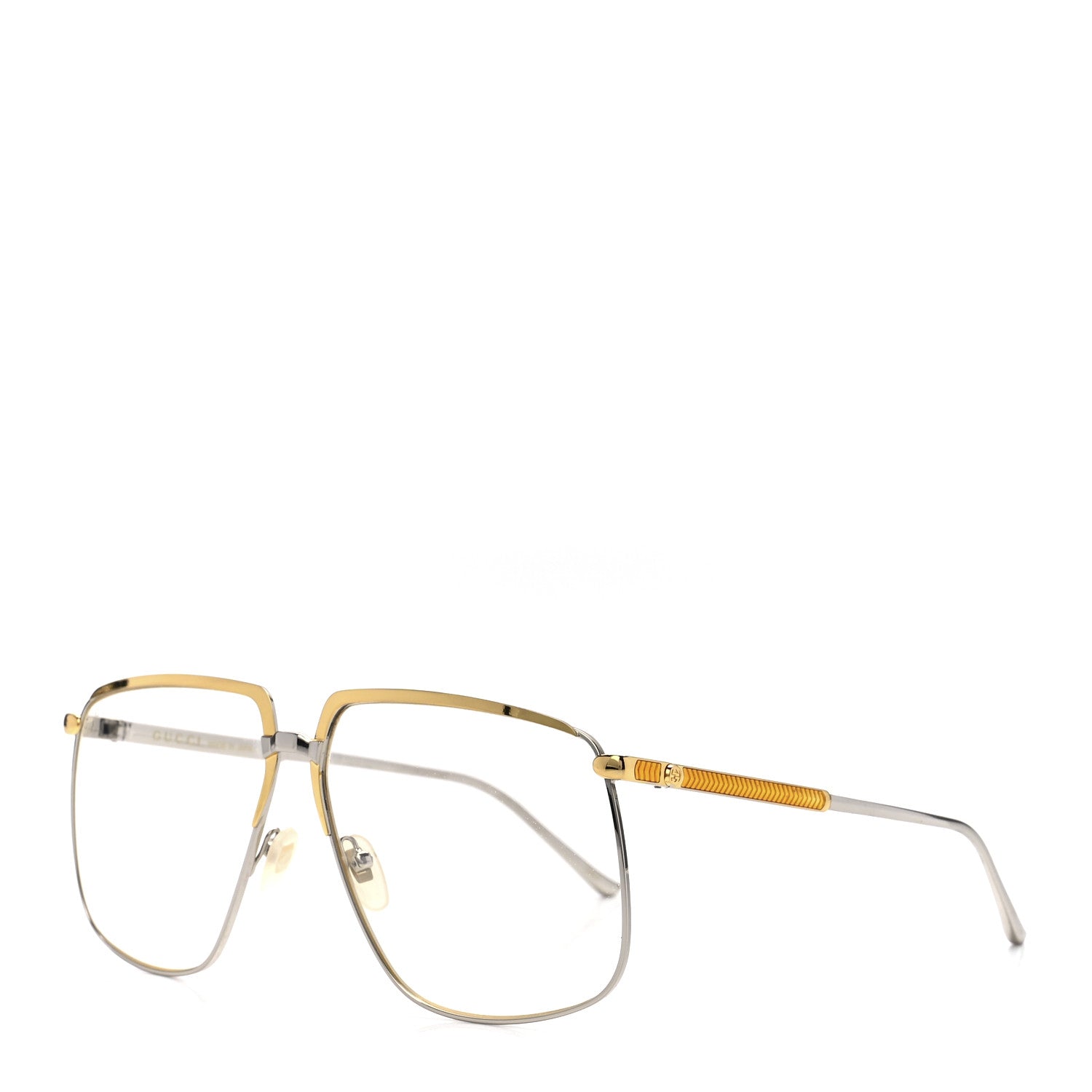 Gucci Metal Aviator Sunglasses GG0365S Silver Yellow 1 of 9