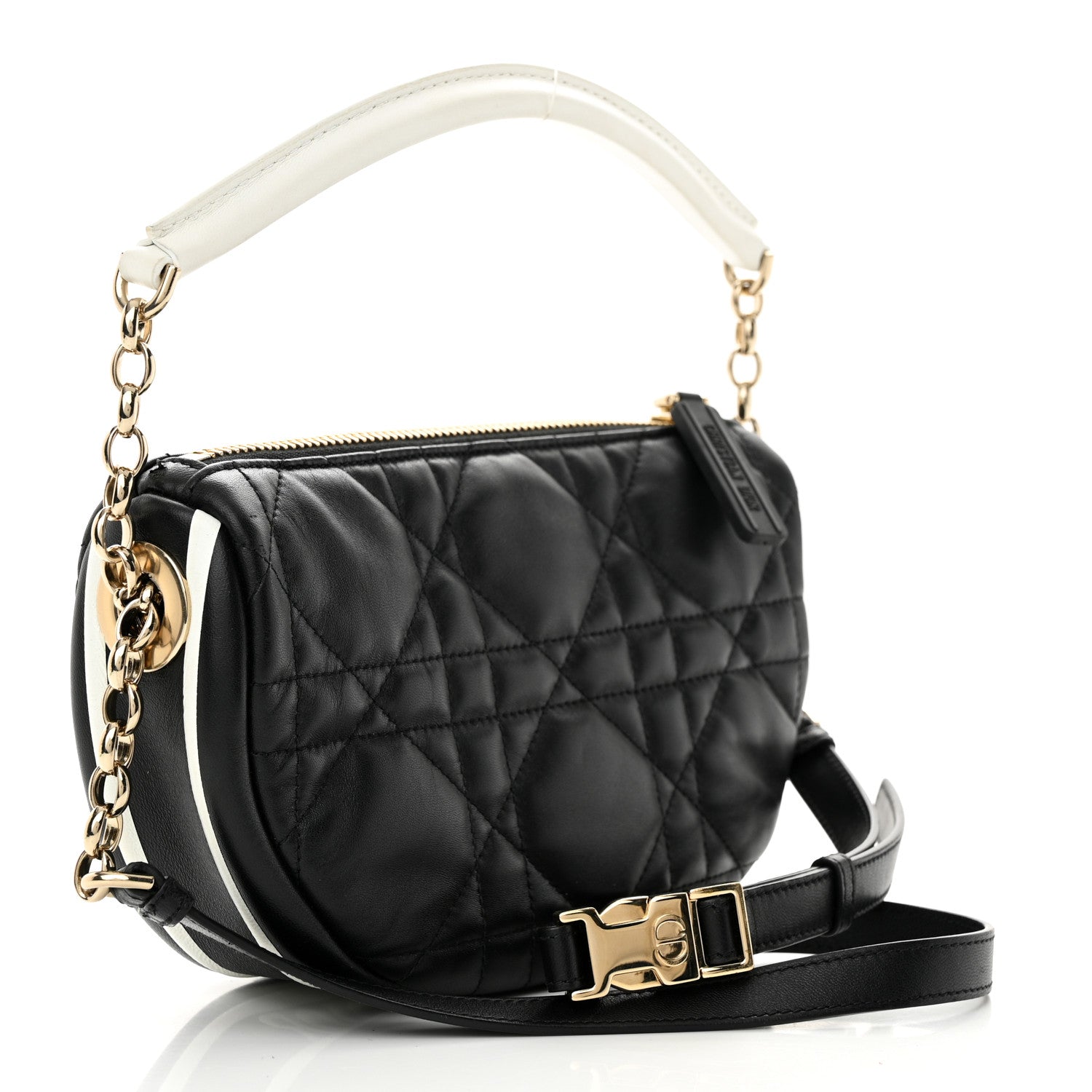 Christian Dior Lambskin Cannage Medium Dior Vibe Hobo Bag Black 3 of 9