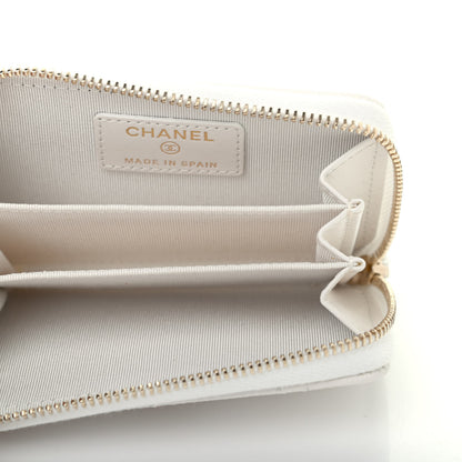 Chanel Caviar Quilted Zip Coin Purse White 4 of 4
