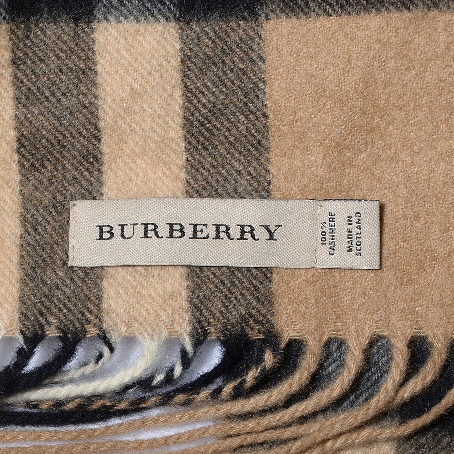Cashmere Giant Check Skinny Scarf Camel