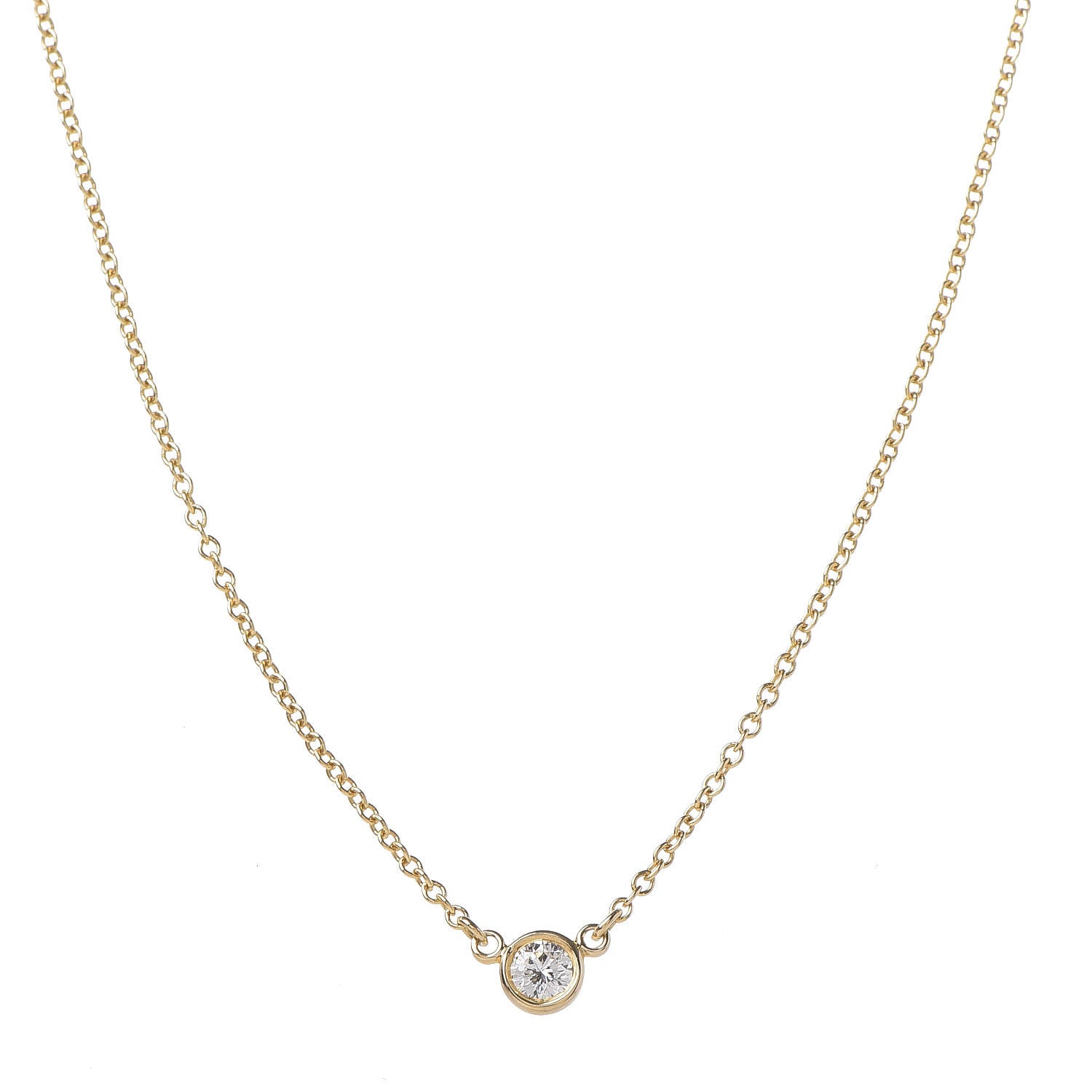 Tiffany 18K Yellow Gold Diamond .07ct Elsa Peretti Diamonds by the Yard Pendant Necklace 4 of 6