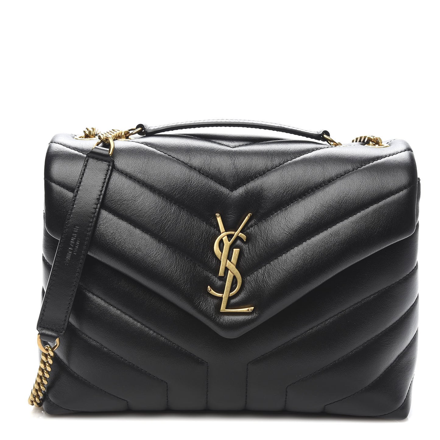 Calfskin Y Quilted Monogram Small Loulou Chain Satchel Black