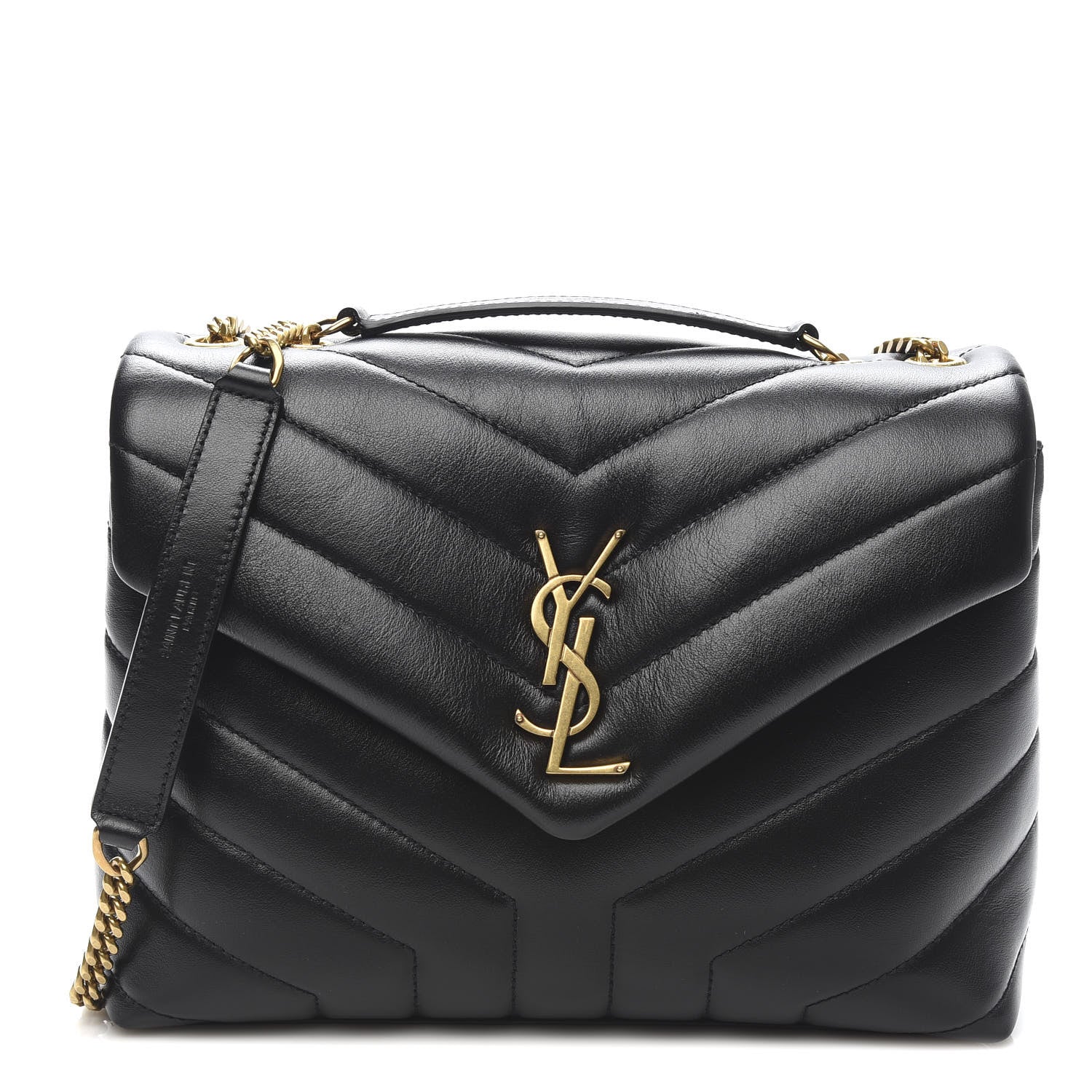 Saint Laurent Calfskin Y Quilted Monogram Small Loulou Chain Satchel Black 1 of 9