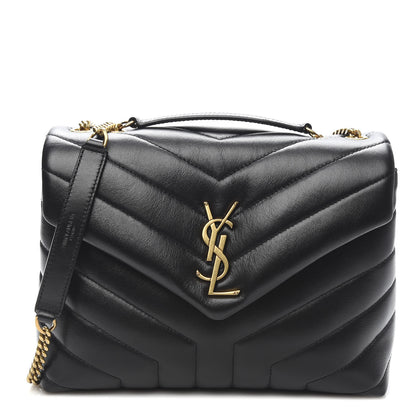 Saint Laurent Calfskin Y Quilted Monogram Small Loulou Chain Satchel Black 1 of 9