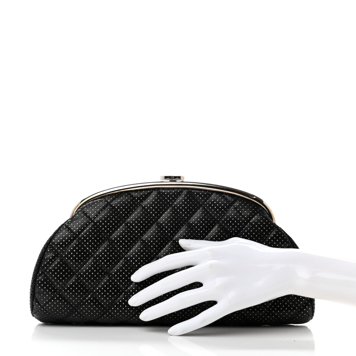 Lambskin Perforated Timeless Clutch Black