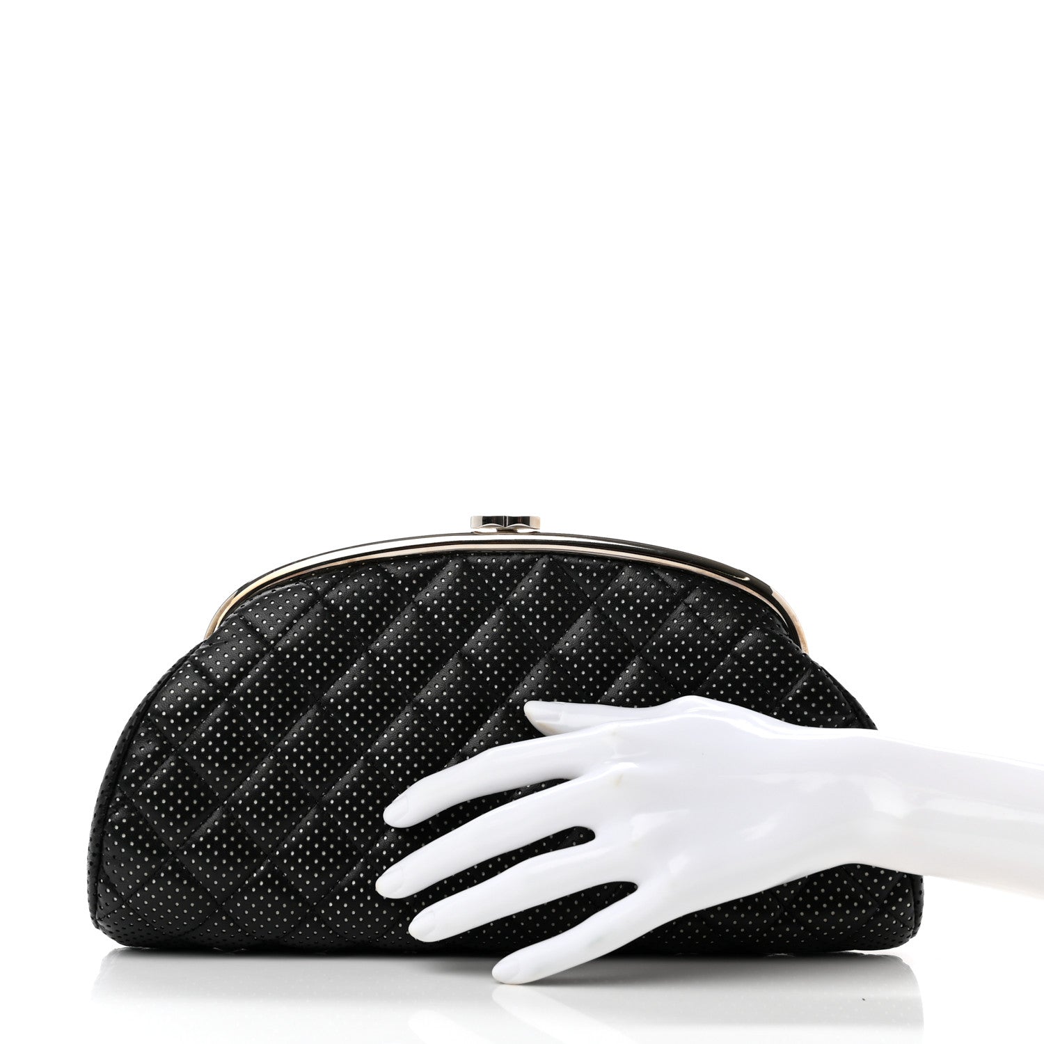 Chanel Lambskin Perforated Timeless Clutch Black 3 of 8