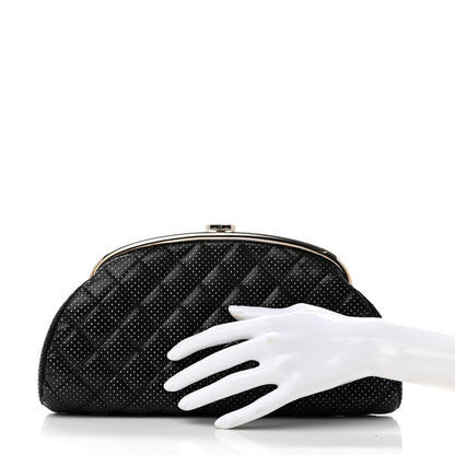 Chanel Lambskin Perforated Timeless Clutch Black 3 of 8