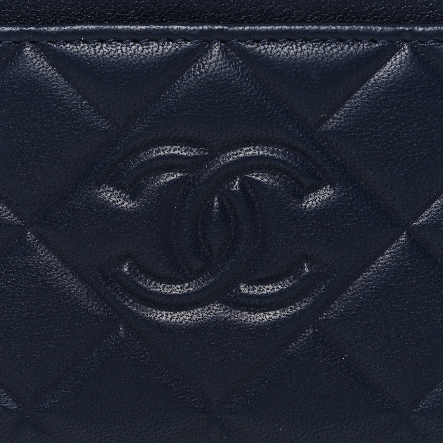 Lambskin Diamond Quilted CC Card Holder Navy