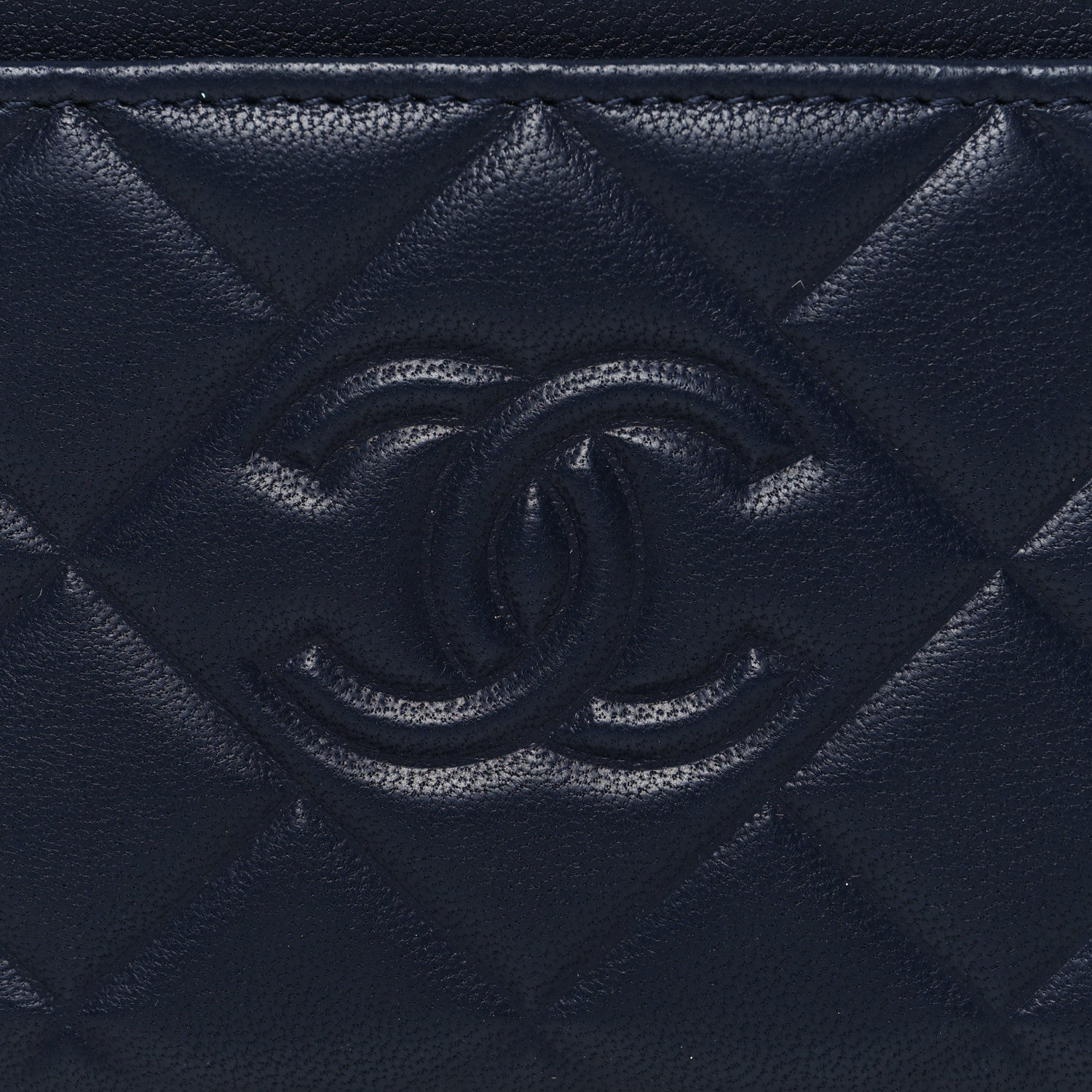 Chanel Lambskin Diamond Quilted CC Card Holder Navy 9 of 10