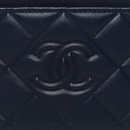 Chanel Lambskin Diamond Quilted CC Card Holder Navy 9 of 10