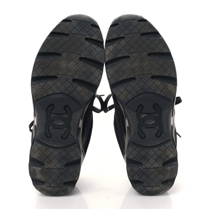 Chanel Toile Suede Calfskin CC Sneakers 37 Black 5 of 8