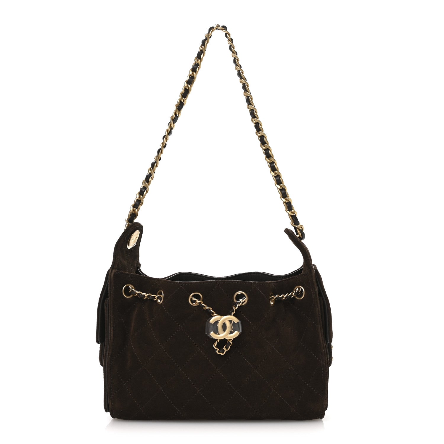 Chanel Suede Quilted Mini Chanel 25 Handbag Dark Brown 1 of 21