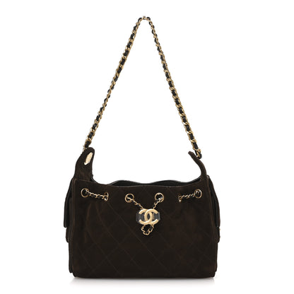 Chanel Suede Quilted Mini Chanel 25 Handbag Dark Brown 1 of 21
