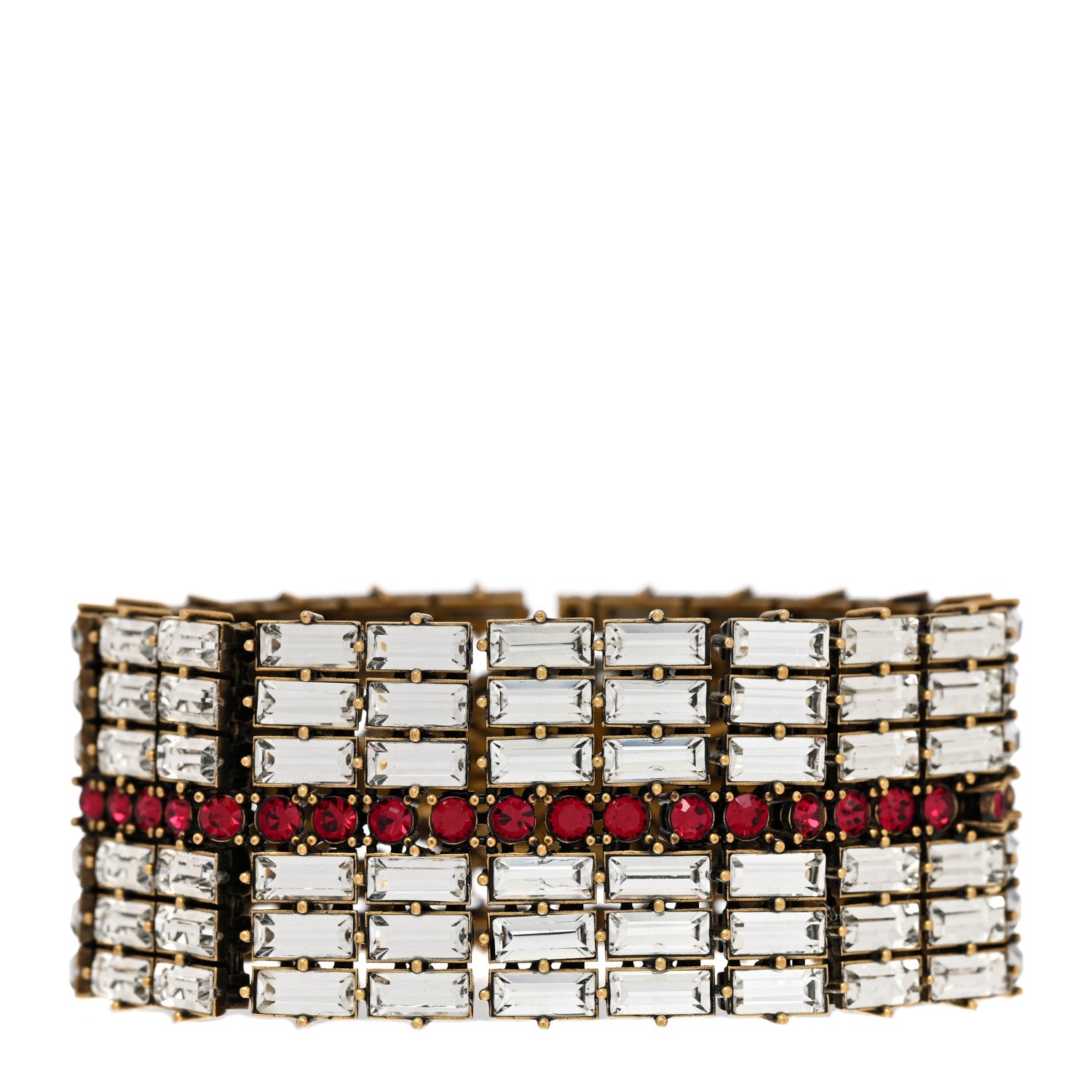 Gucci Crystals Snake Bracelet White Red 3 of 5