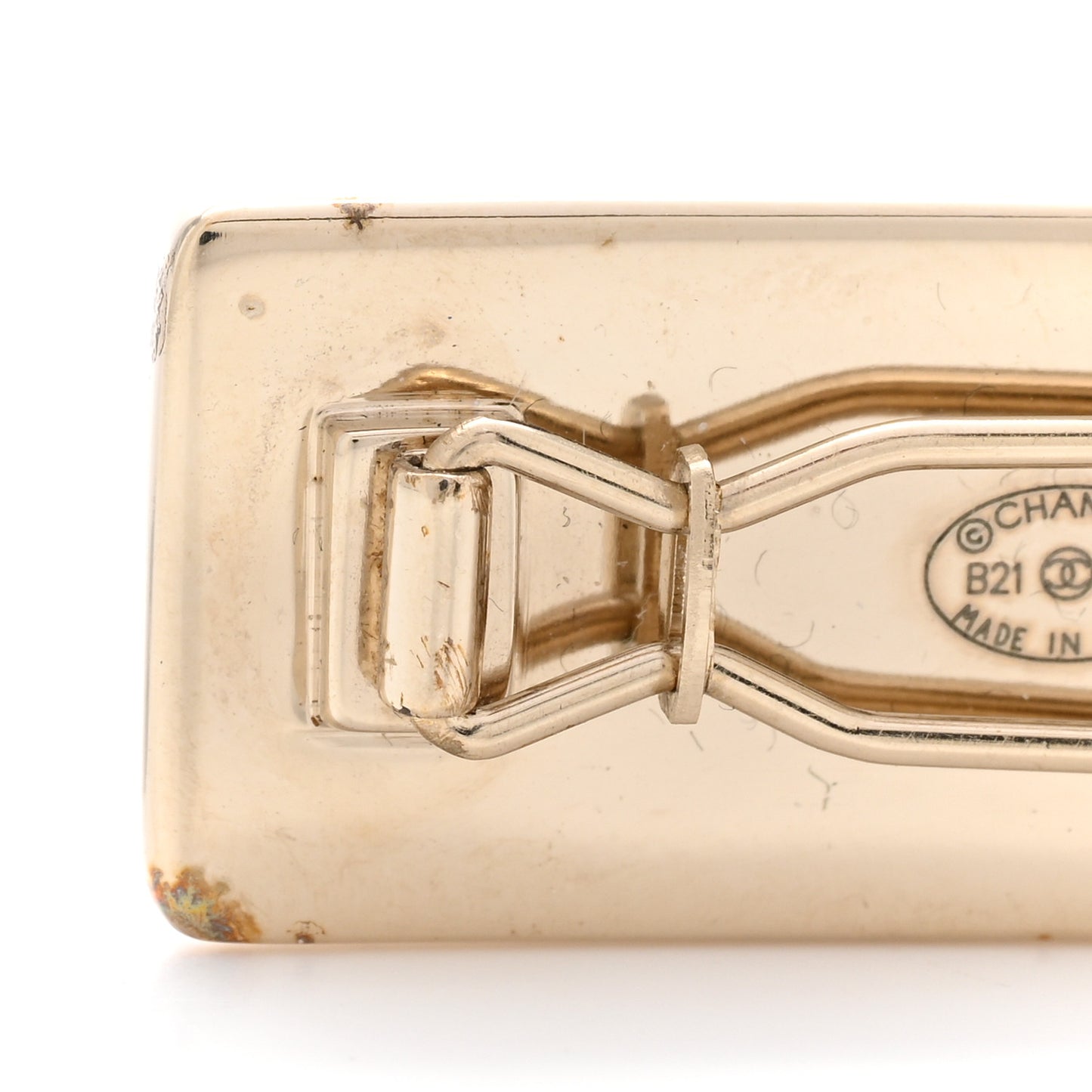 Metal Crystal Logo Hair Clip Gold