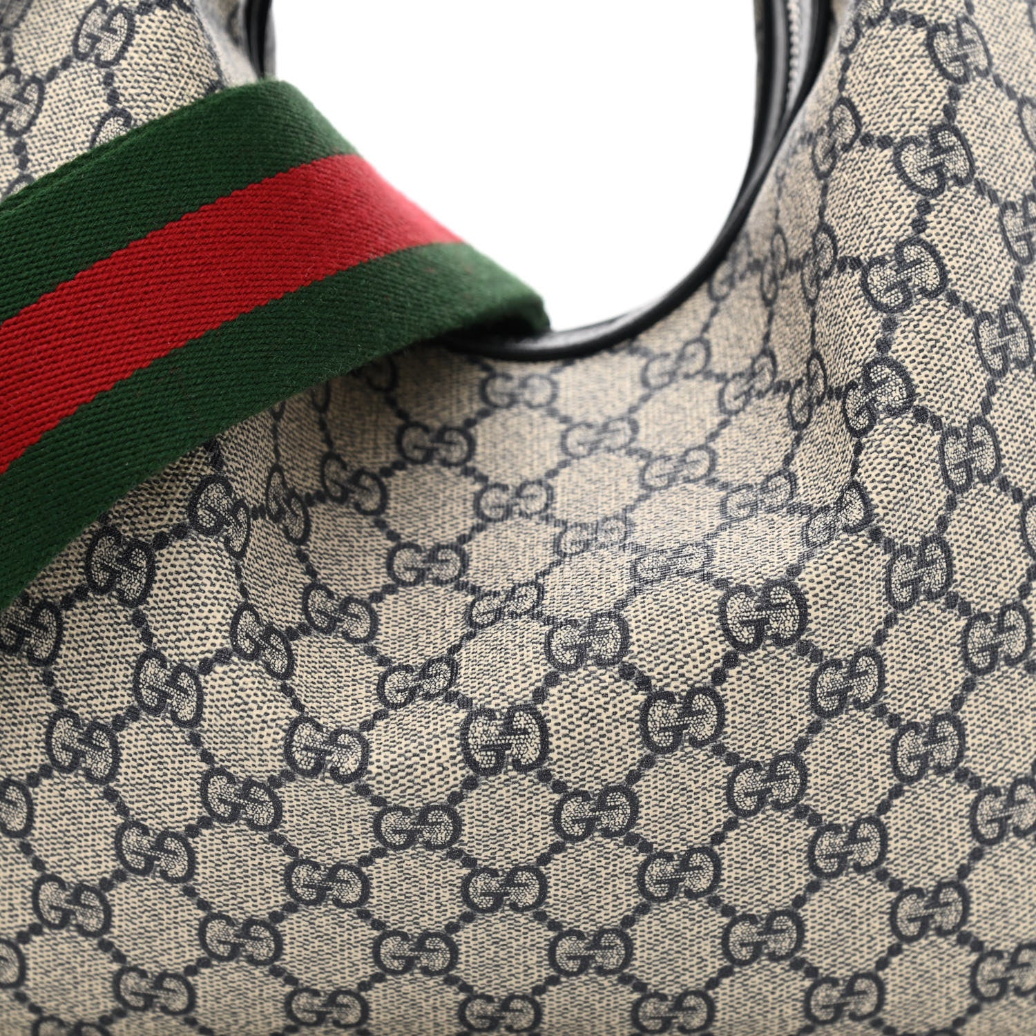 Gucci GG Supreme Monogram Textured Calfskin Web Large Attache Shoulder Bag Beige Blue 8 of 11