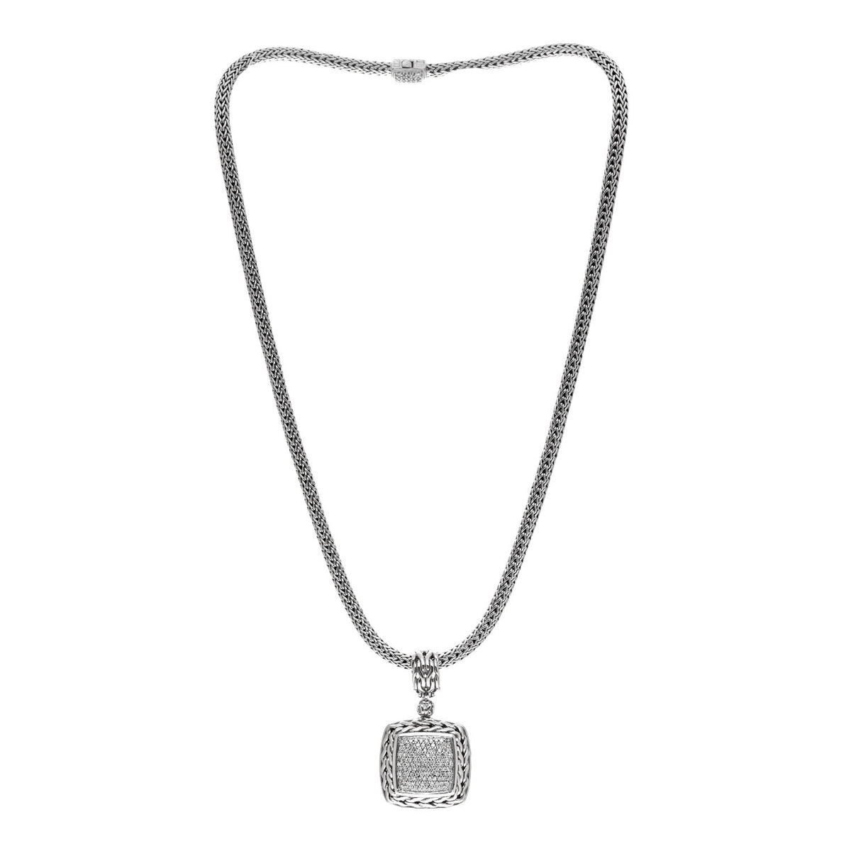 John Hardy Sterling Silver Diamond Classic Chain Enhancer Pendant Necklace 3 of 5