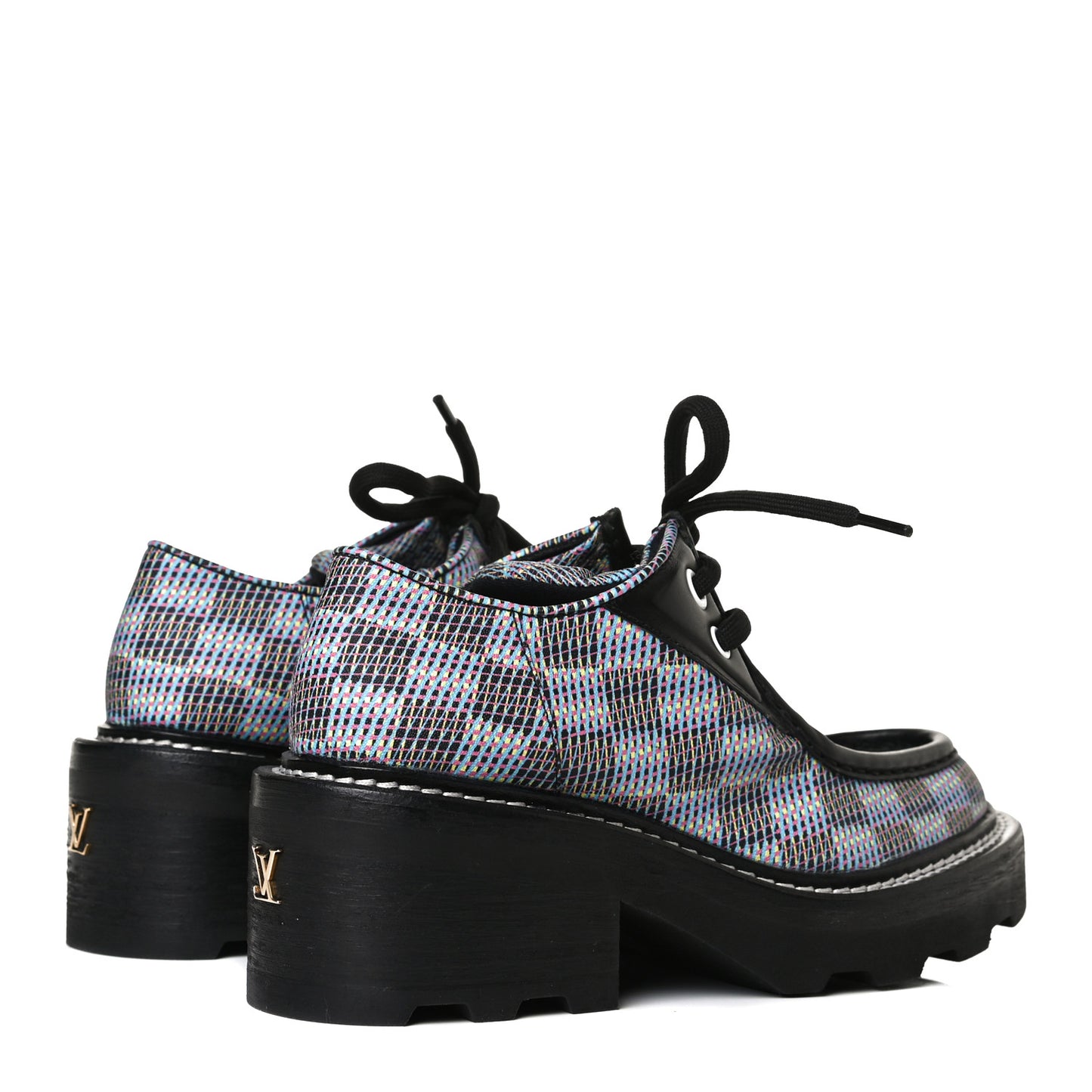 Damier LV Pop Beaubourg Platform Derby Shoes 35 Blue