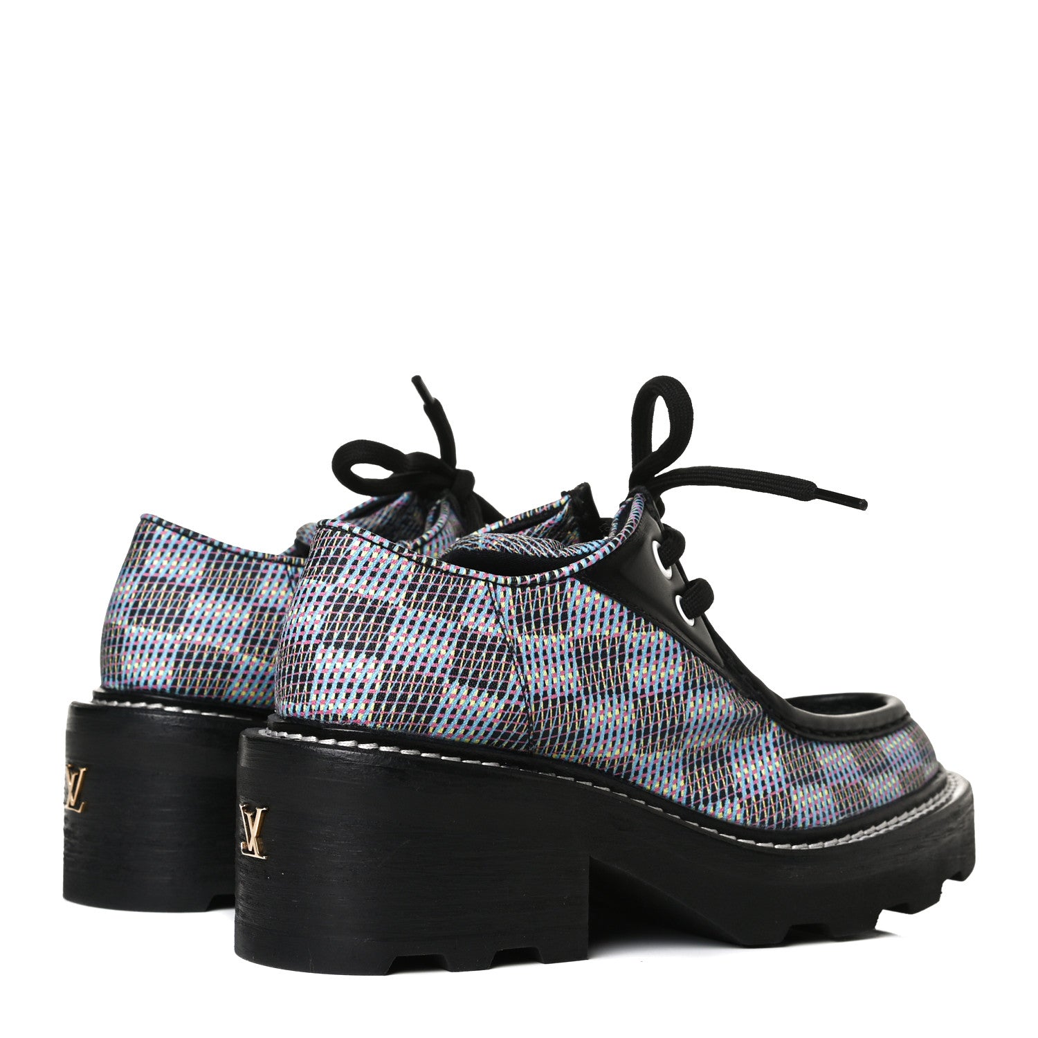 Louis Vuitton Damier LV Pop Beaubourg Platform Derby Shoes 35 Blue 4 of 11