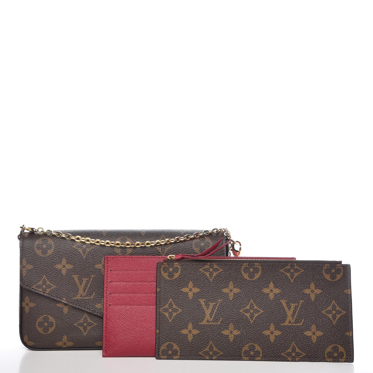 Monogram Pochette Felicie Chain Wallet Fuchsia