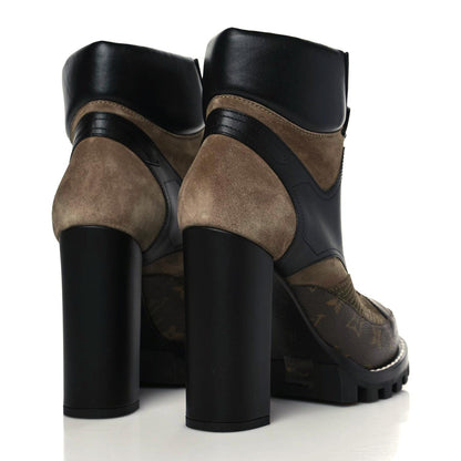 Louis Vuitton Suede Calfskin Monogram Star Trail Ankle Boots 40 Khaki 4 of 8