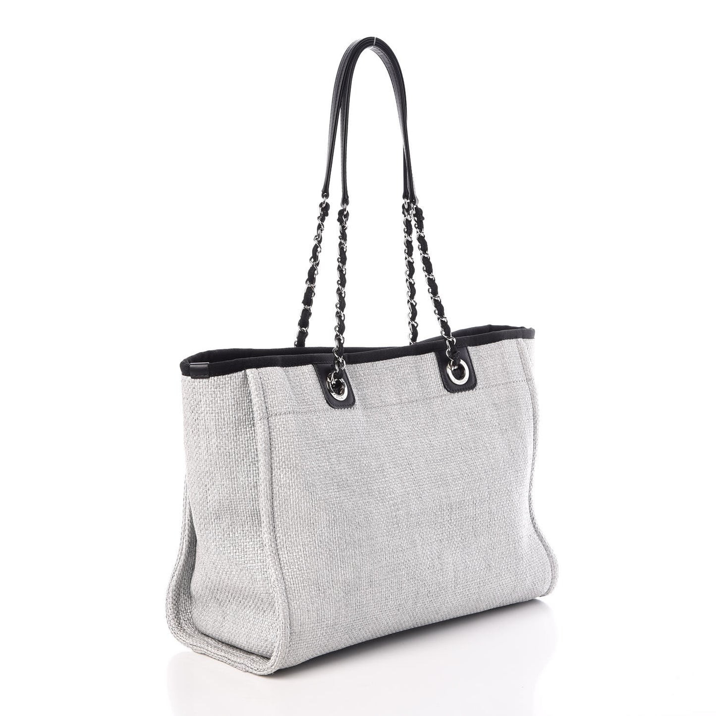 Woven Straw Raffia Small Deauville Tote Grey