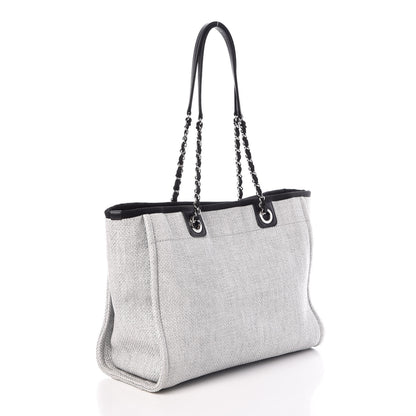 Chanel Woven Straw Raffia Small Deauville Tote Grey 3 of 9