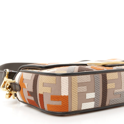 Fendi Canvas Vitello King FF Embroidered Baguette Tartufo Ebano 11 of 12