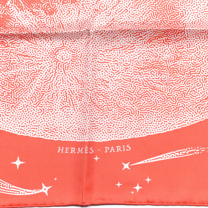 Hermes Silk Double Face Clair De Lune Scarf 90 Orange Gris White 4 of 6