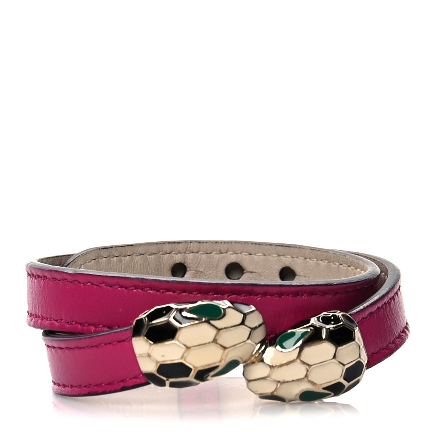 Bulgari Calfskin Serpenti Forever Double Coil Bracelet S Pink 1 of 5