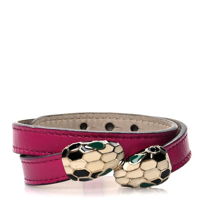 Bulgari Calfskin Serpenti Forever Double Coil Bracelet S Pink 1 of 5
