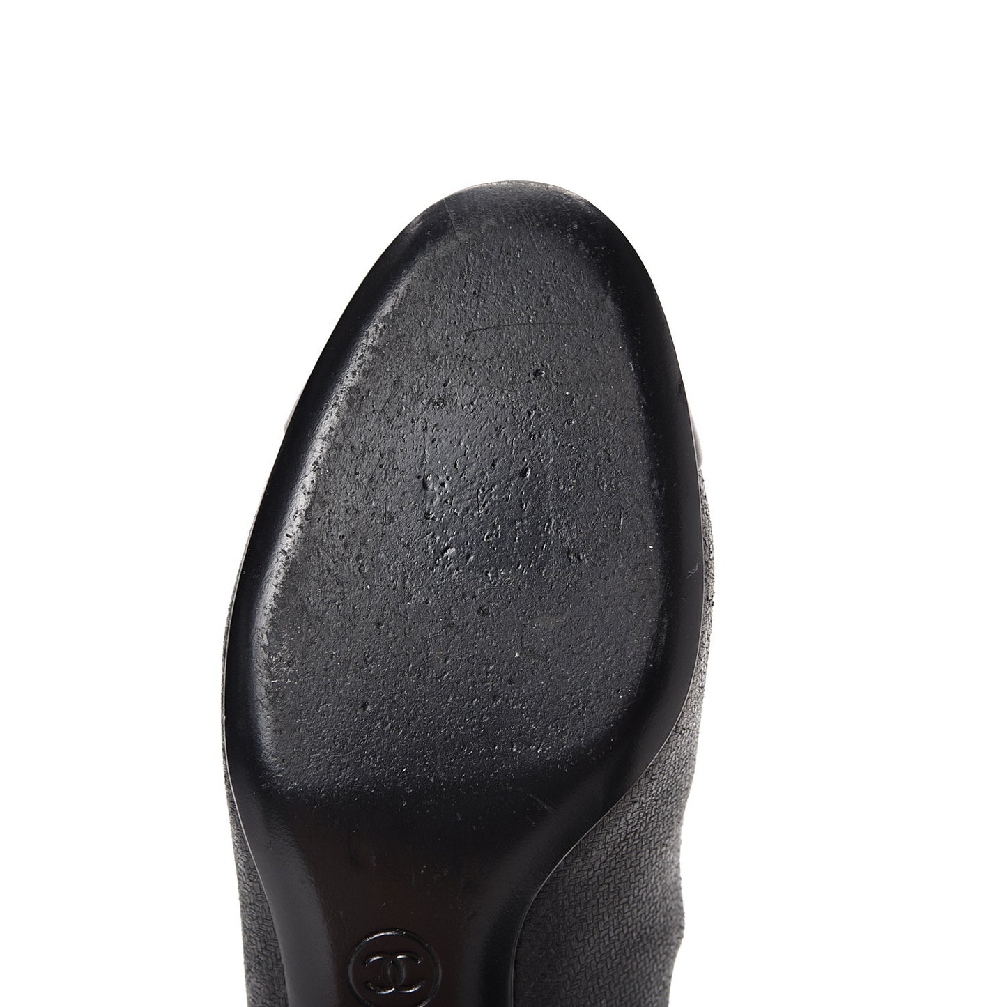 Embossed Lambskin CC Cap Toe Pump 36 Black