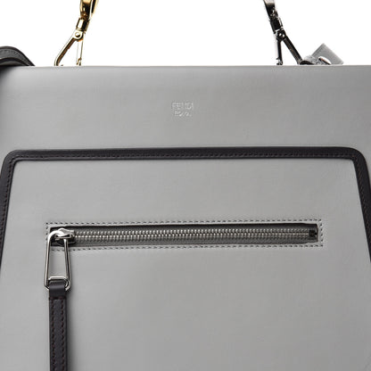 Fendi Vitello Century Opaco F is Fendi Bi-Color Regular Runaway Satchel Ghiaccio Ebano 11 of 11